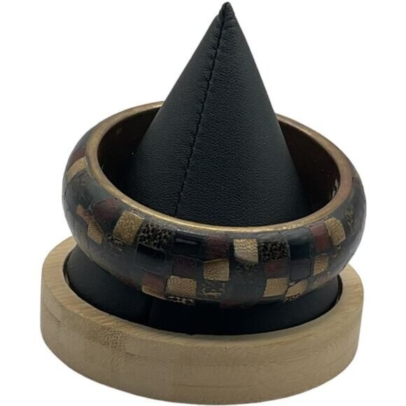 Mosaic Checkerboard Bangle Bracelet Handcrafted - Picture 3 of 4